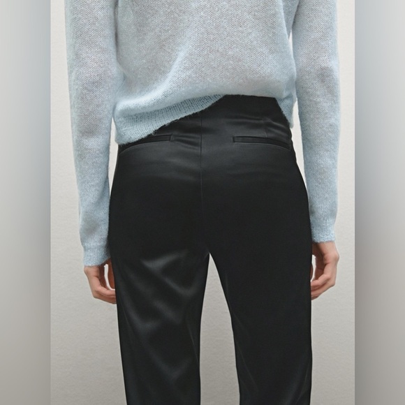 🔥Cach’e, Black SATIN FLARED TROUSERS w/VENTS, Excellent Condition, Size 10 Long - Picture 2 of 13